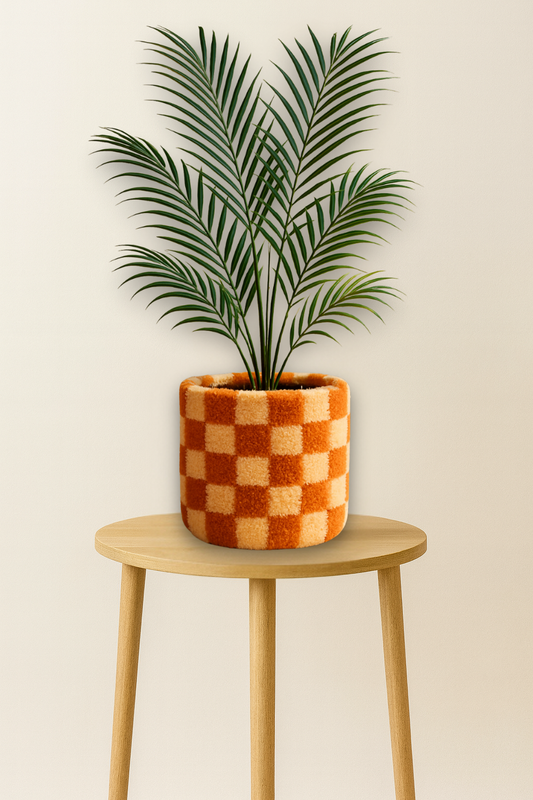 Gingham Orange Pot Cover