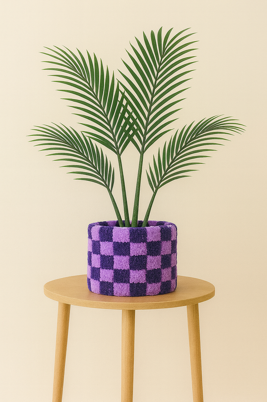 Gingham Purple Pot Cover