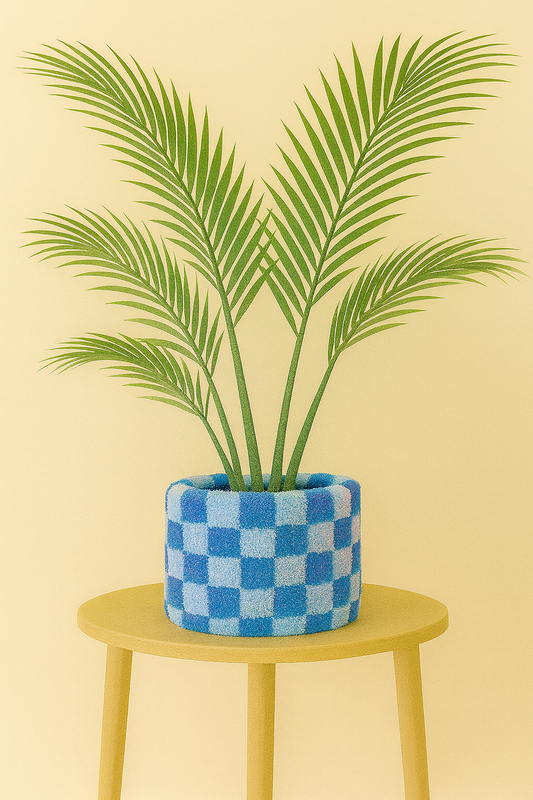 Gingham Blue Pot Cover